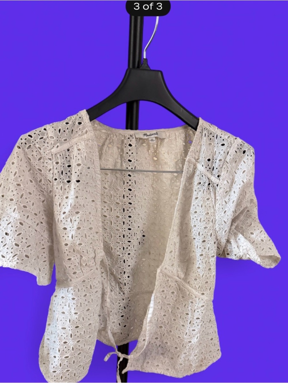 Madewell Cream Eyelet Tie-Front Blouse
